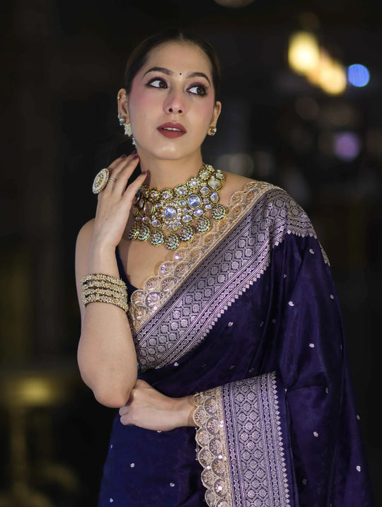 Royal Indigo Banarasi Zari Silk Saree
