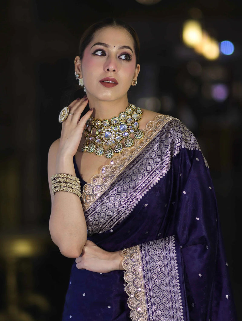 Royal Indigo Banarasi Zari Silk Saree