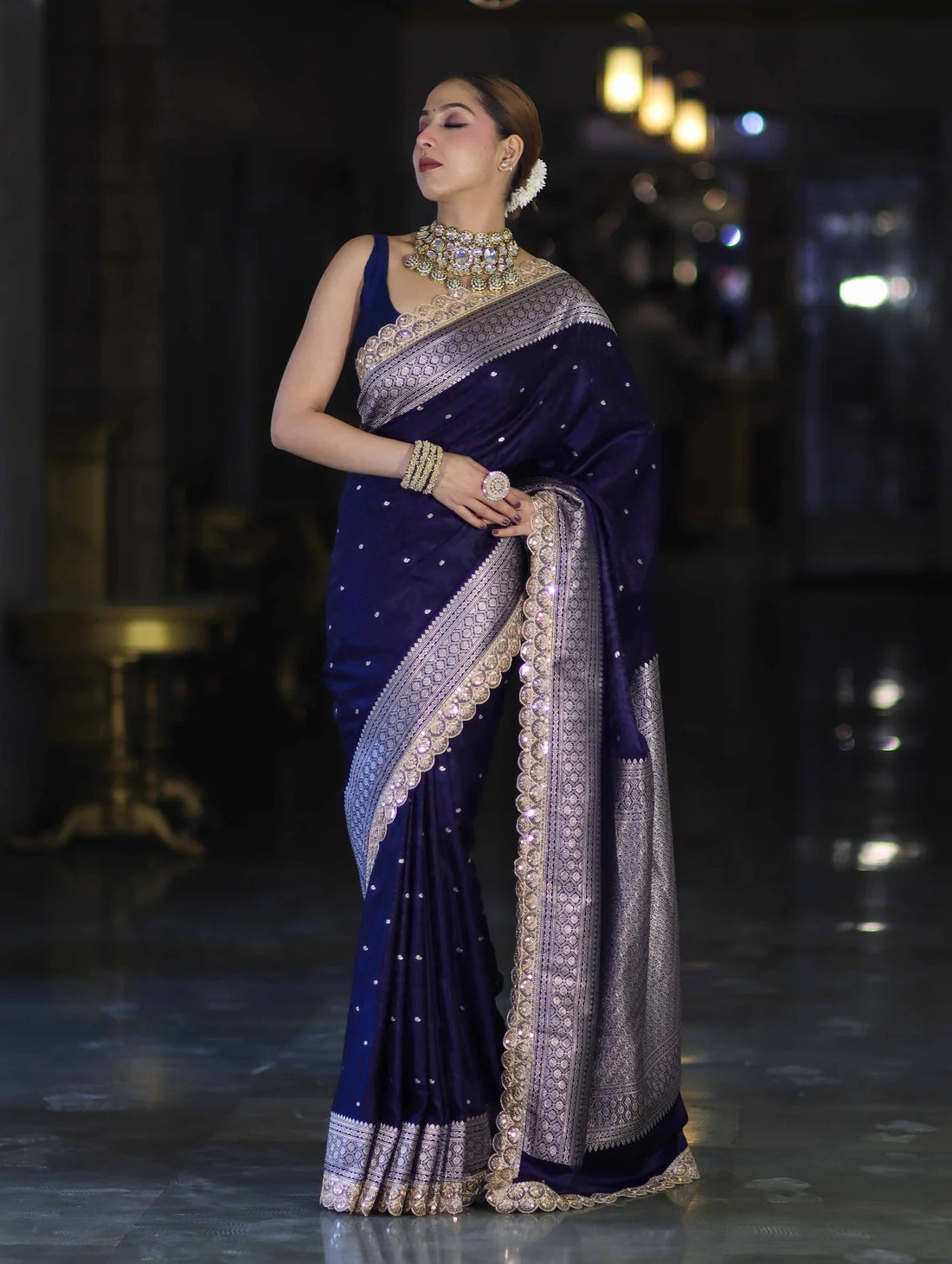 Royal Indigo Banarasi Zari Silk Saree
