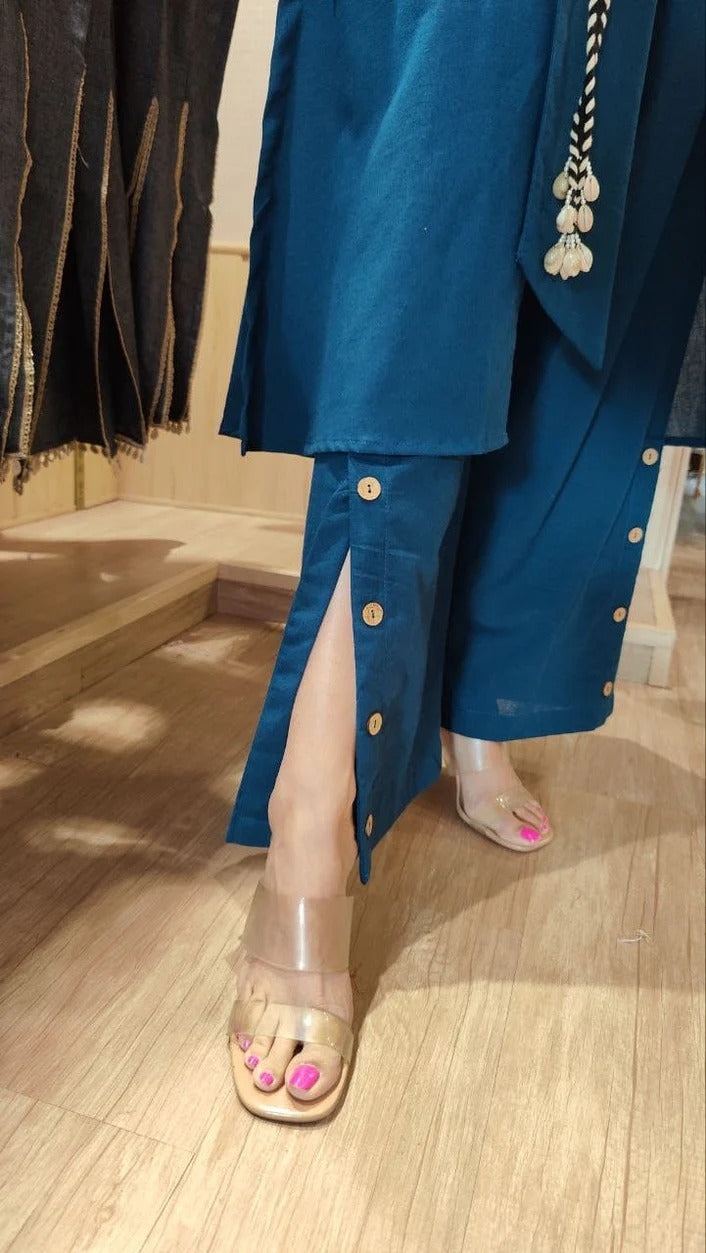 Teal Blue Organic Cotton Three-Piece Co-Ord Set