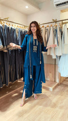 Teal Blue Organic Cotton Three-Piece Co-Ord Set