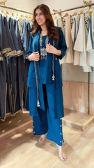 Teal Blue Organic Cotton Three-Piece Co-Ord Set