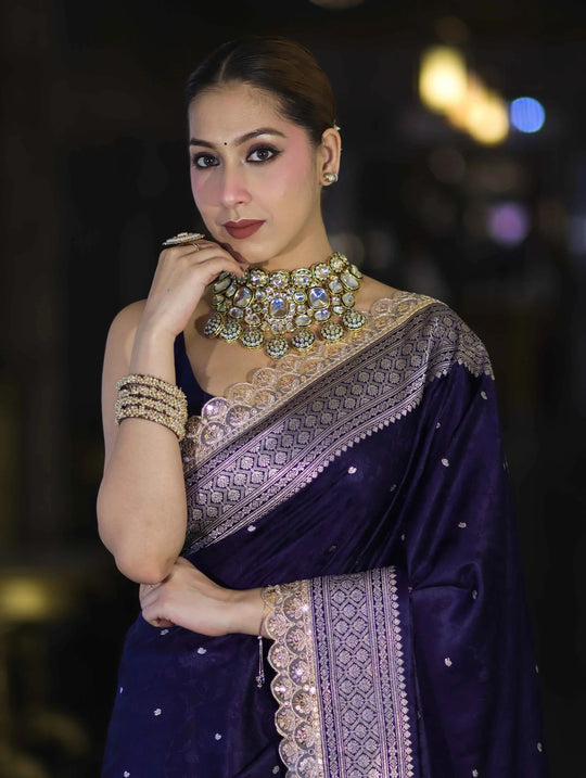 Royal Indigo Banarasi Zari Silk Saree