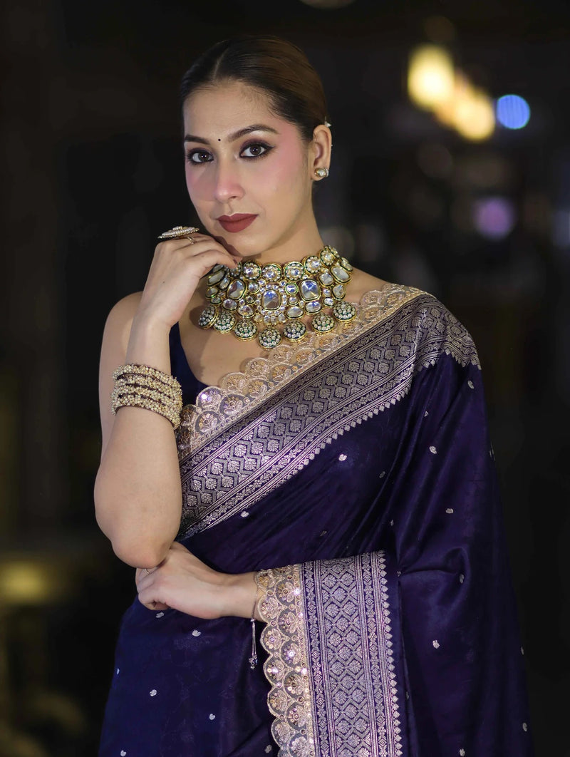 Royal Indigo Banarasi Zari Silk Saree