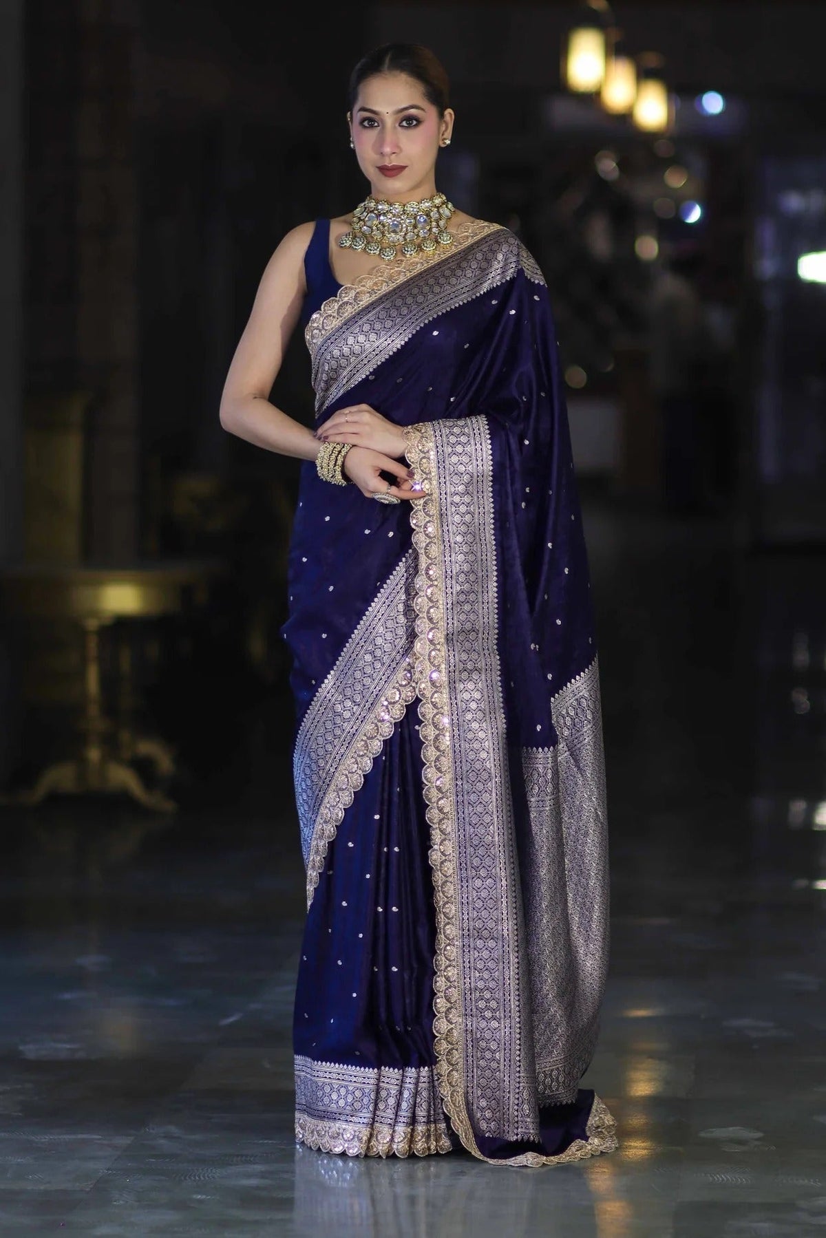 Royal Indigo Banarasi Zari Silk Saree