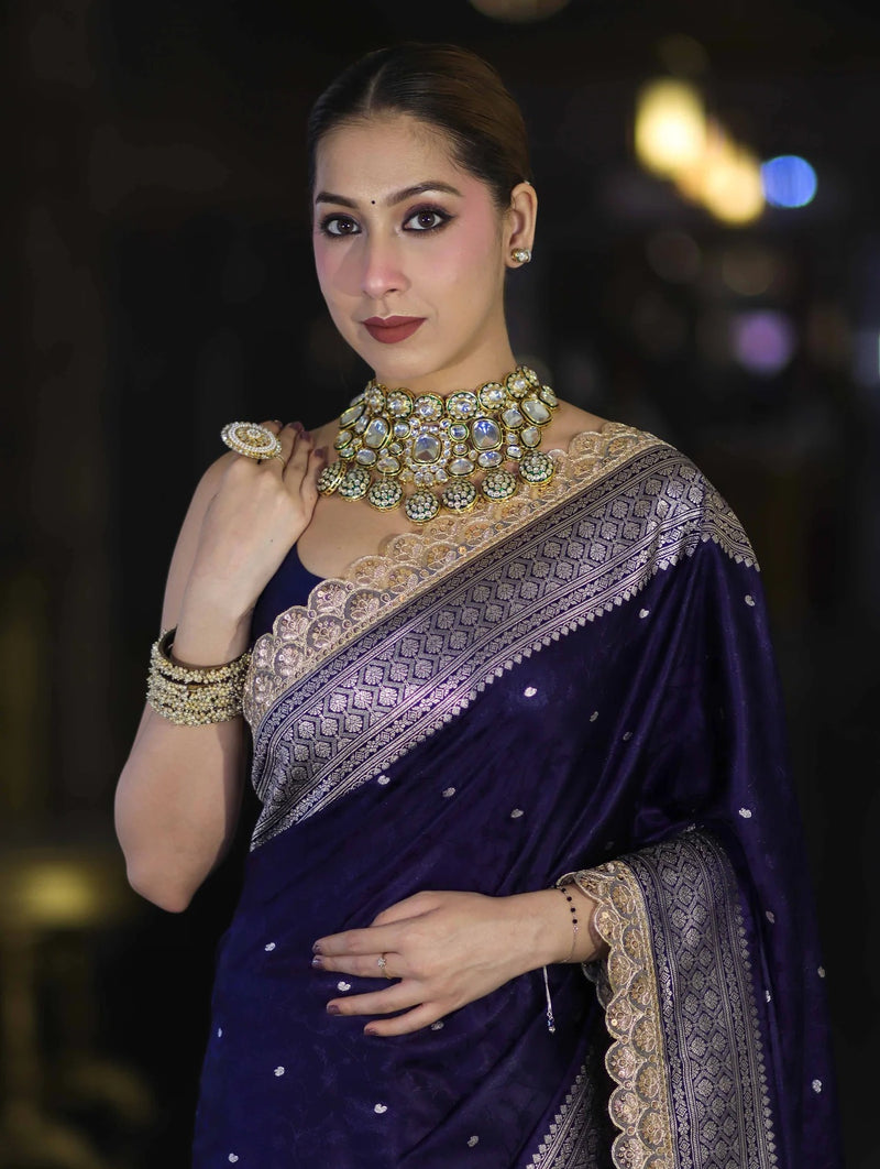 Royal Indigo Banarasi Zari Silk Saree