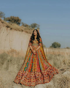 Multicolored Taffeta Silk Designer Lehenga Choli