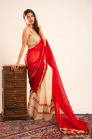 Crimson Elegance Organza Saree