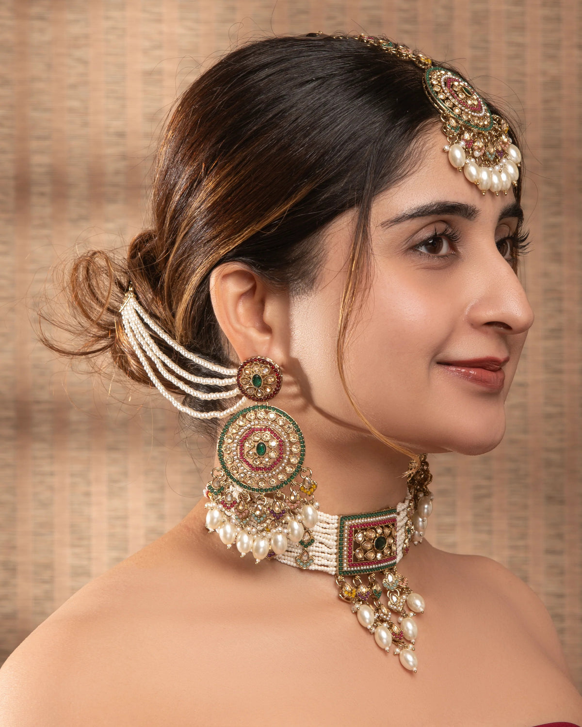 Multi Pearl Heritage Ruhika Choker Set
