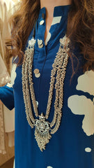 Royal Blue Draped Dhoti Skirt Dress