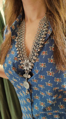 Elegant Blue Drape Skirt Set