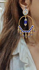 Blue and Gold Dome Earrings