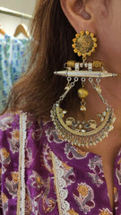 Dual Tone Peacock Pearl Earrings