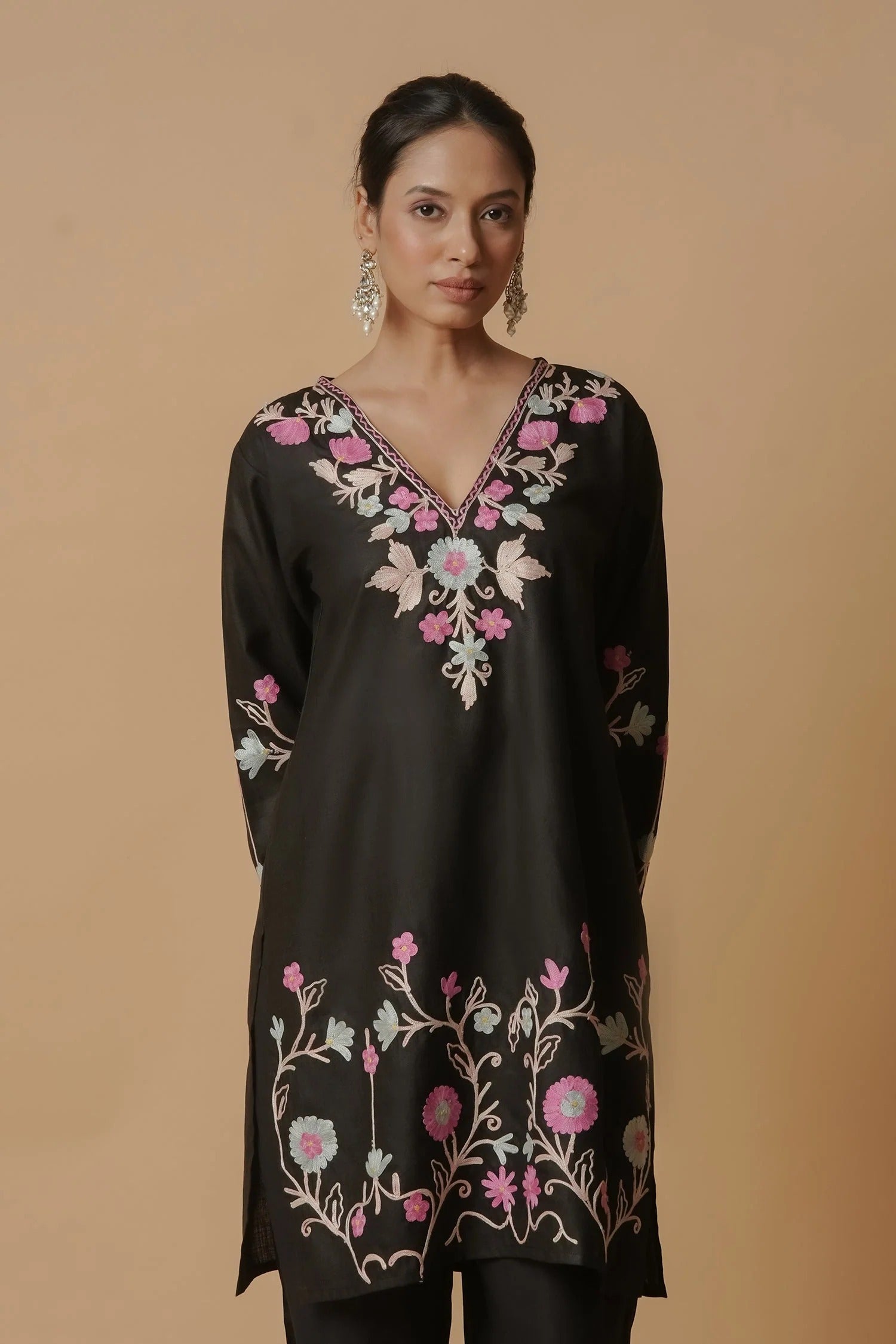 Cotton Black Ishita Kashmiri Aari Kurta