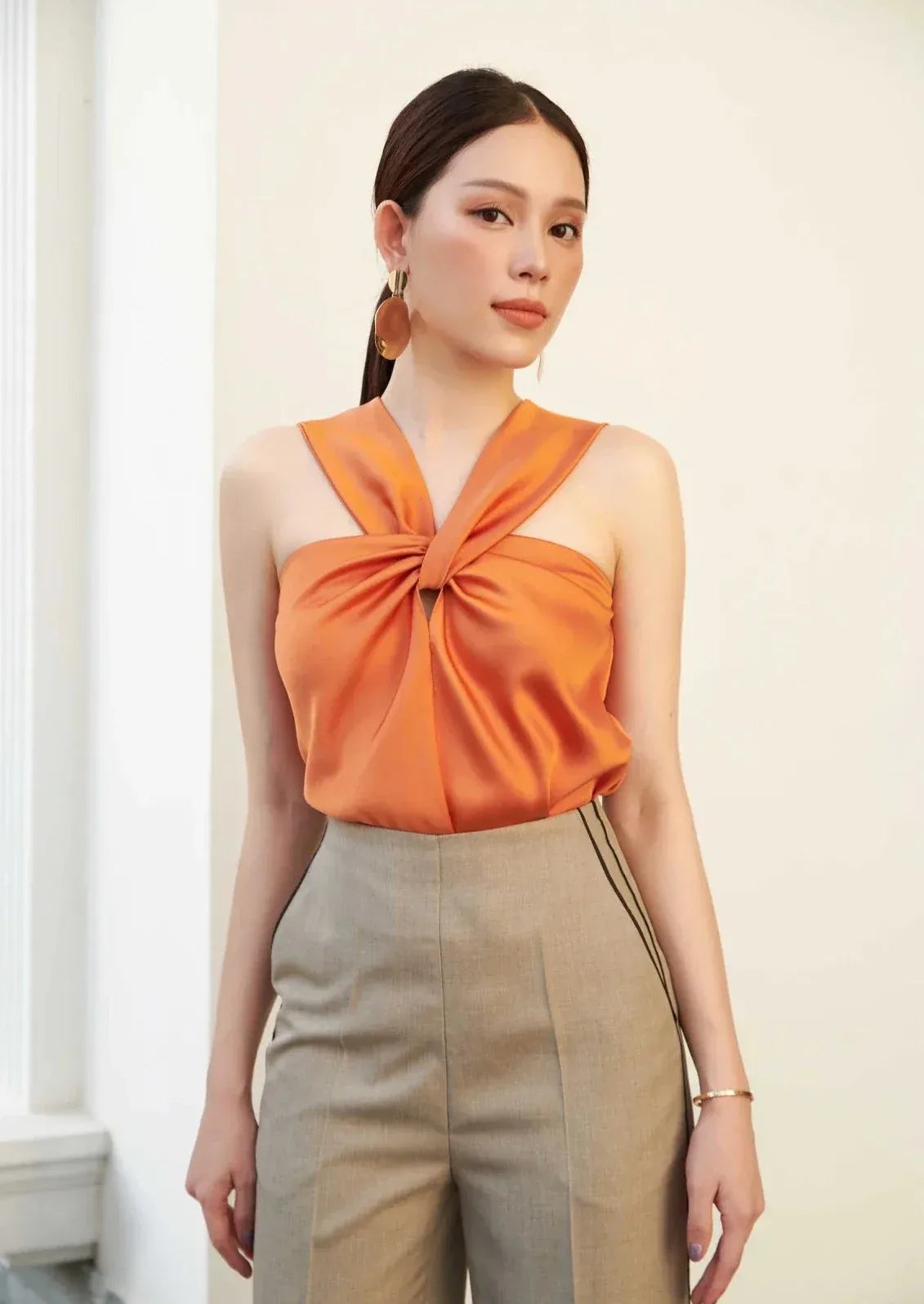 Orange Tie Knot Top