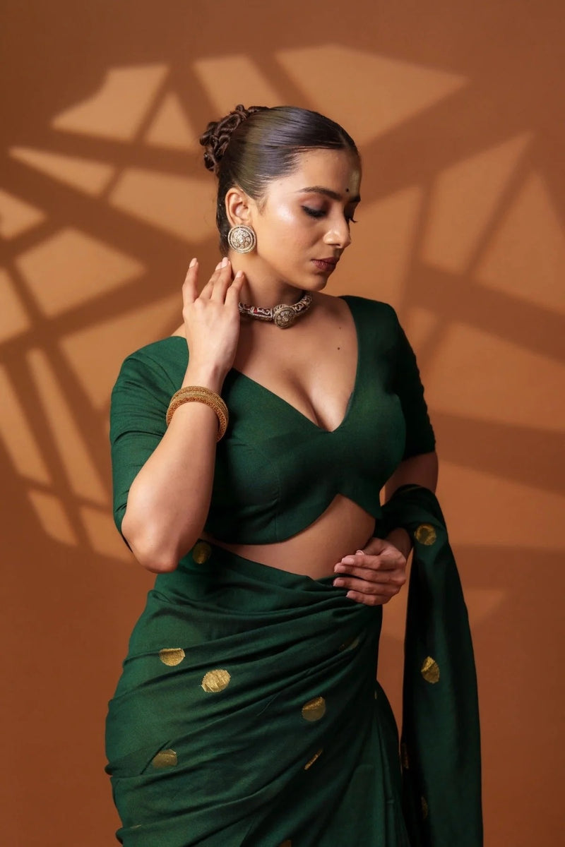 Green Shadow Cotton Padded Blouse