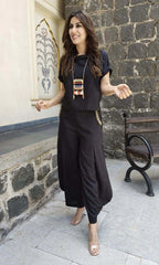 Black Cotton Linen Three-Piece Coord Set