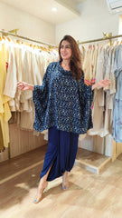 Blue Kaftan Top Navy Dhoti Set