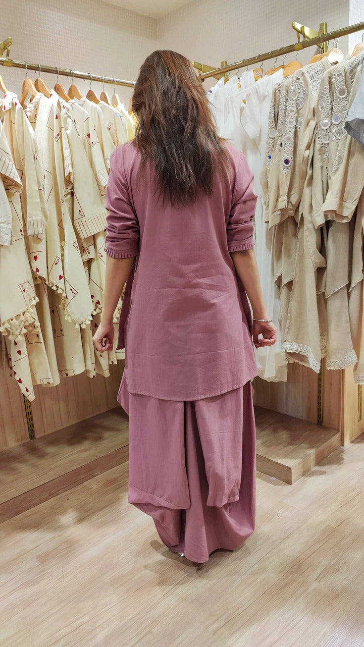 Natural Cotton Onion Pink Drape Skirt