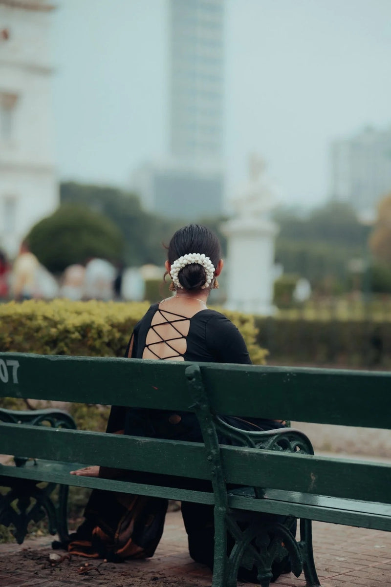 Black Blouse Padded Backless