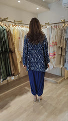Blue Kaftan Top Navy Dhoti Set