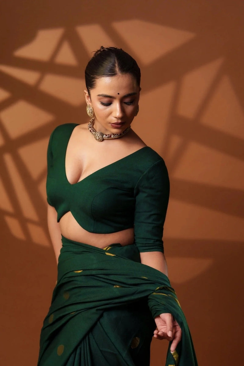 Green Shadow Cotton Padded Blouse