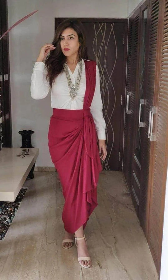 Liva Cotton Black Draped Skirt Saree
