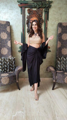 Liva Cotton Black Draped Skirt Saree