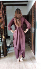 Liva Cotton Brown Butterfly Flared Dress