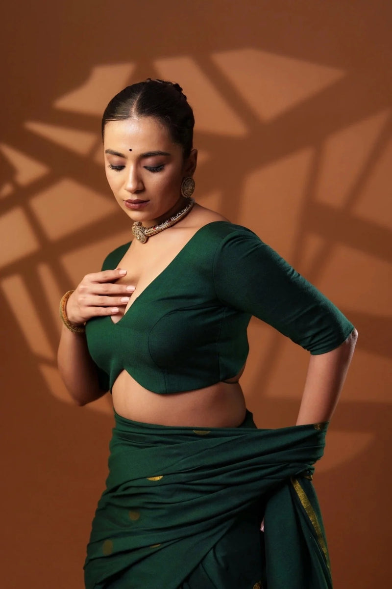 Green Shadow Cotton Padded Blouse