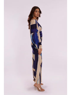 Sapphire Printed Bemberg One-Shoulder Dress