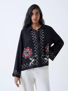 Black Floral Bombay Paisley Shirt