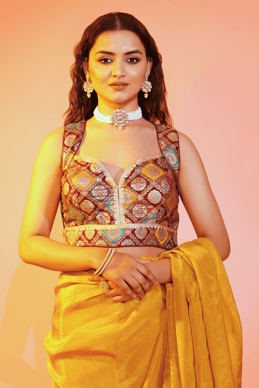 Imperial Tapestry Brown Banarasi Blouse 1216