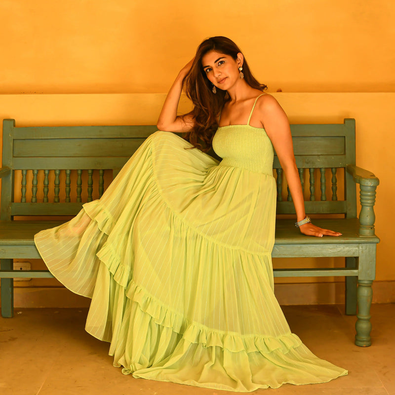 Mint Green Georgette Maxi Dress