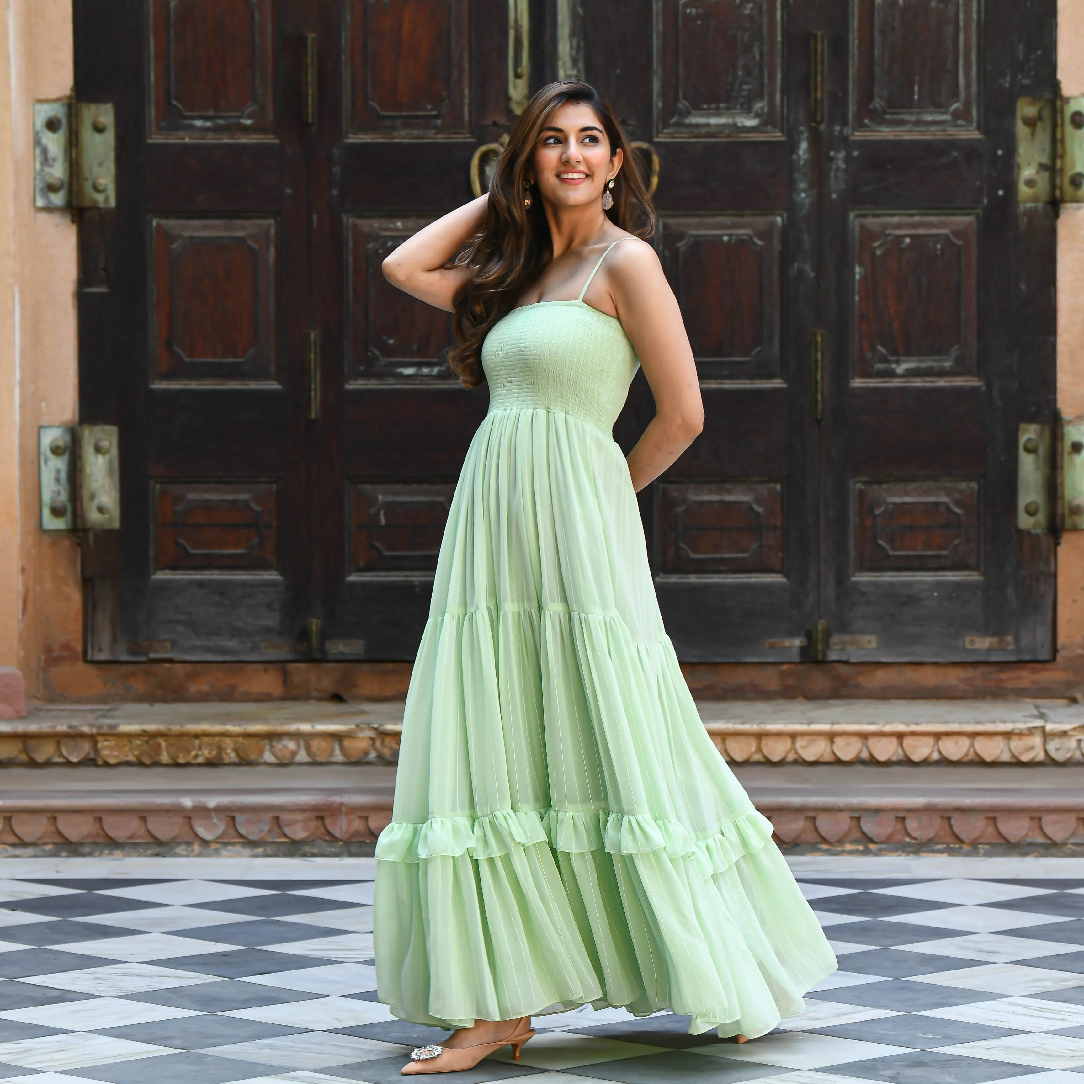 Mint Green Georgette Maxi Dress