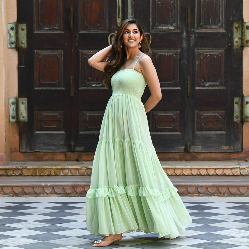 Mint Green Georgette Maxi Dress