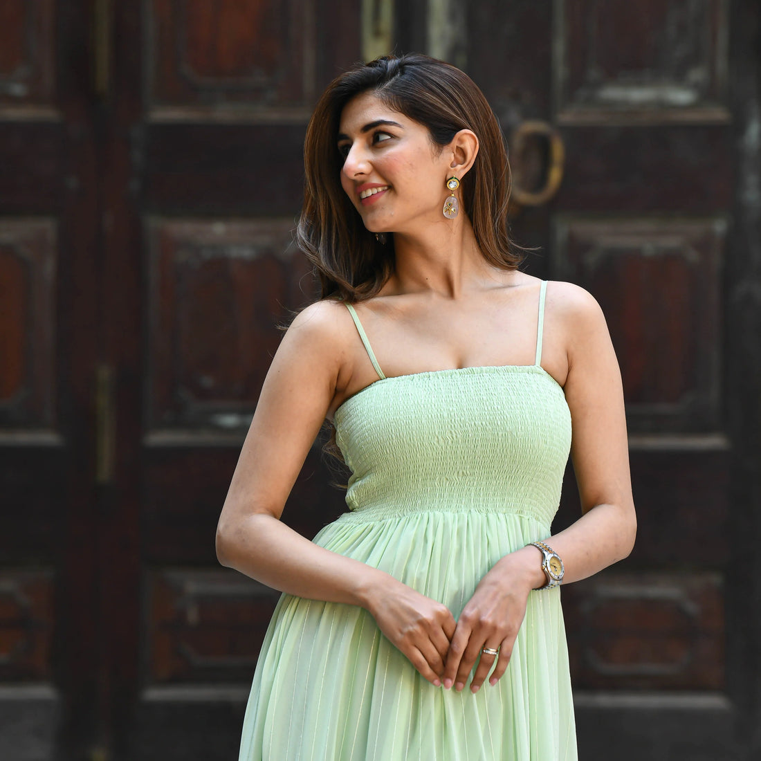 Mint Green Georgette Maxi Dress