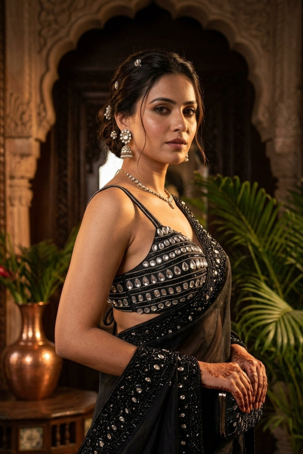 Midnight Glam Crystal Blouse