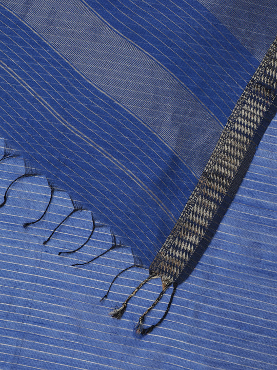 Indigo Blue Maheshwari Cotton Silk Saree