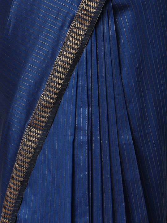 Indigo Blue Maheshwari Cotton Silk Saree