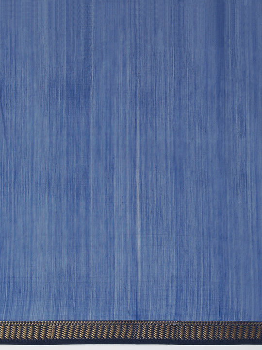 Indigo Blue Maheshwari Cotton Silk Saree