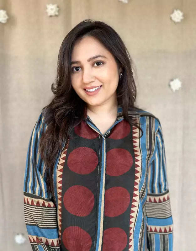 Polka dot hand block print top