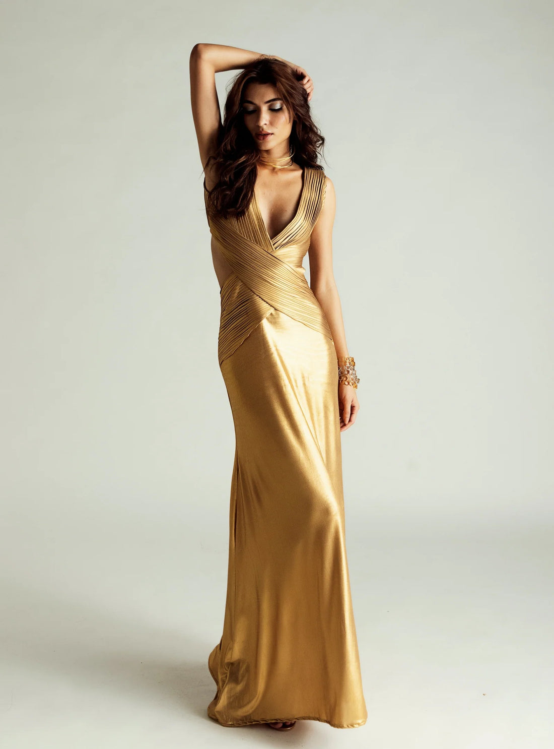 non-padded bust dress with v-neck