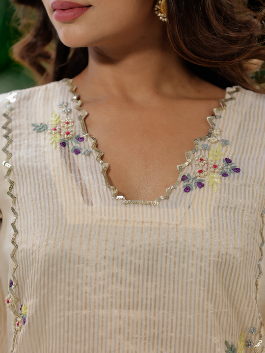 Ivory Zari Sitaara Short Dhoti Set