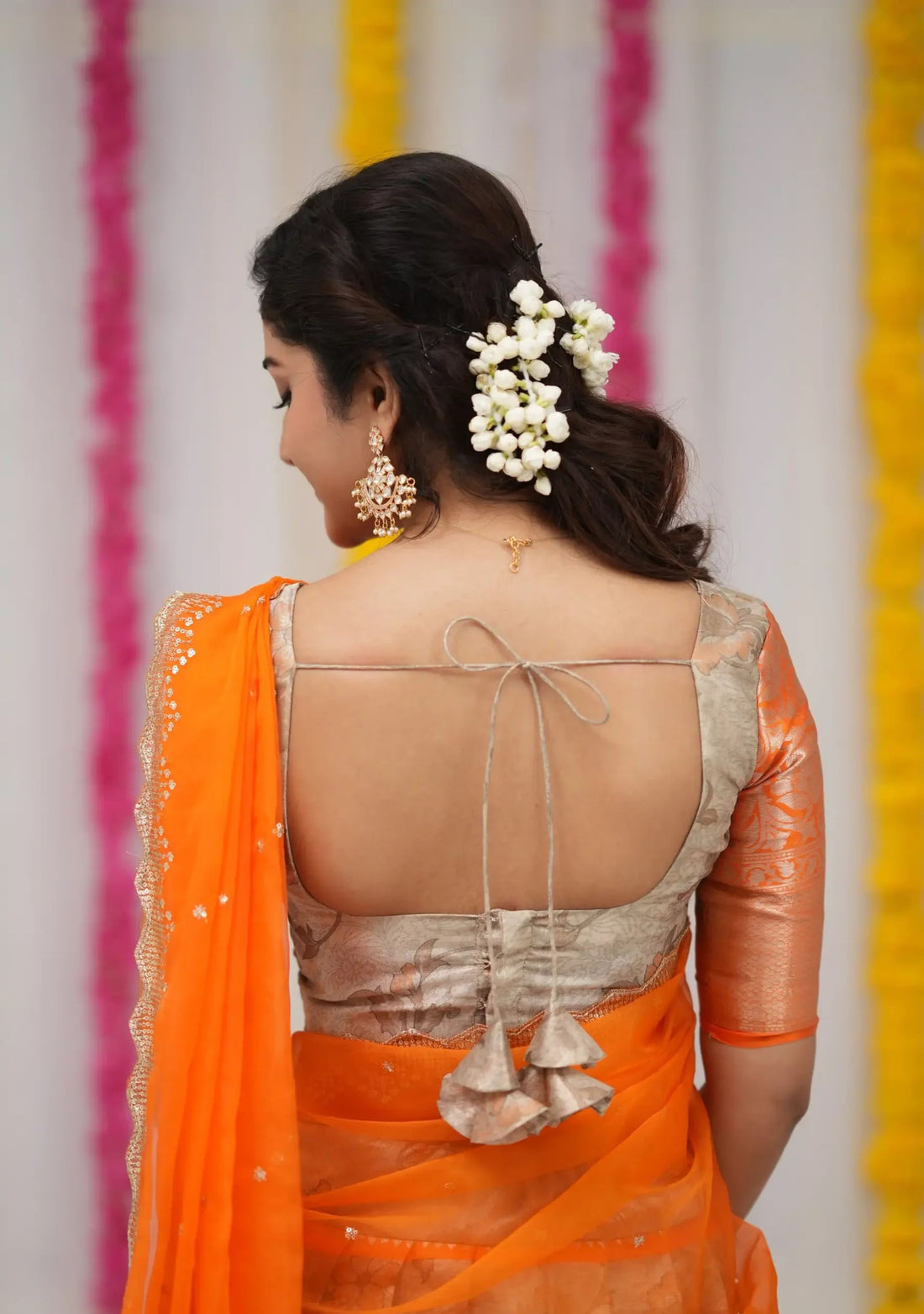 grey and orange ethnic wear