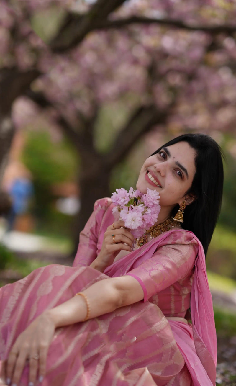 soft pink saree for women