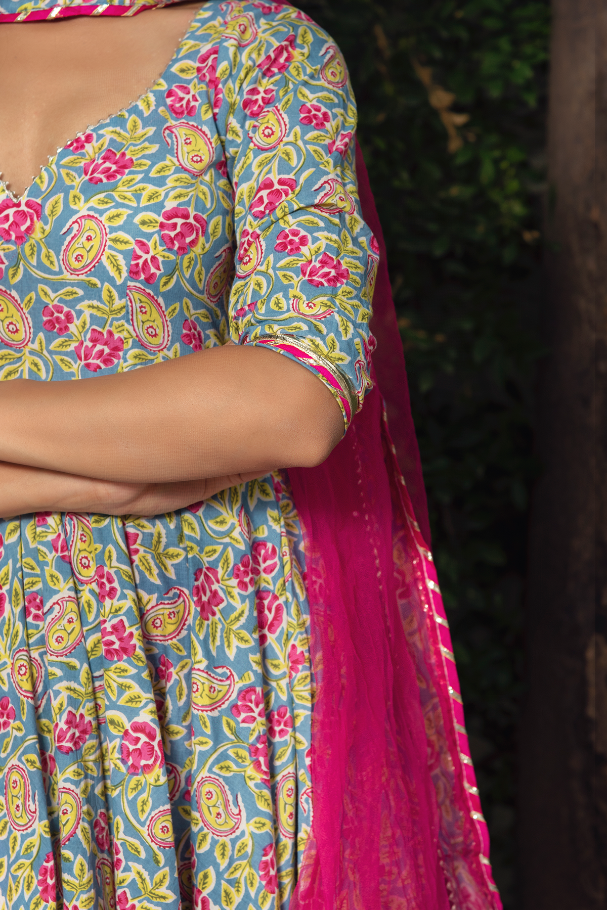 tea green Anarkali set