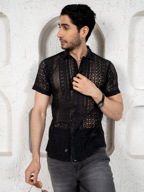 Men’s cotton crochet shirt
