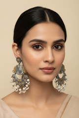 Noor Antique Pearl Chandbali Earrings