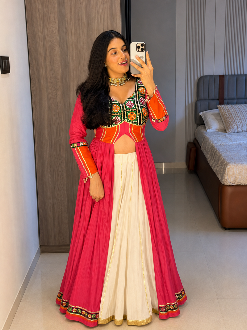 Traditional Mirror Work Embroidered Crop Top